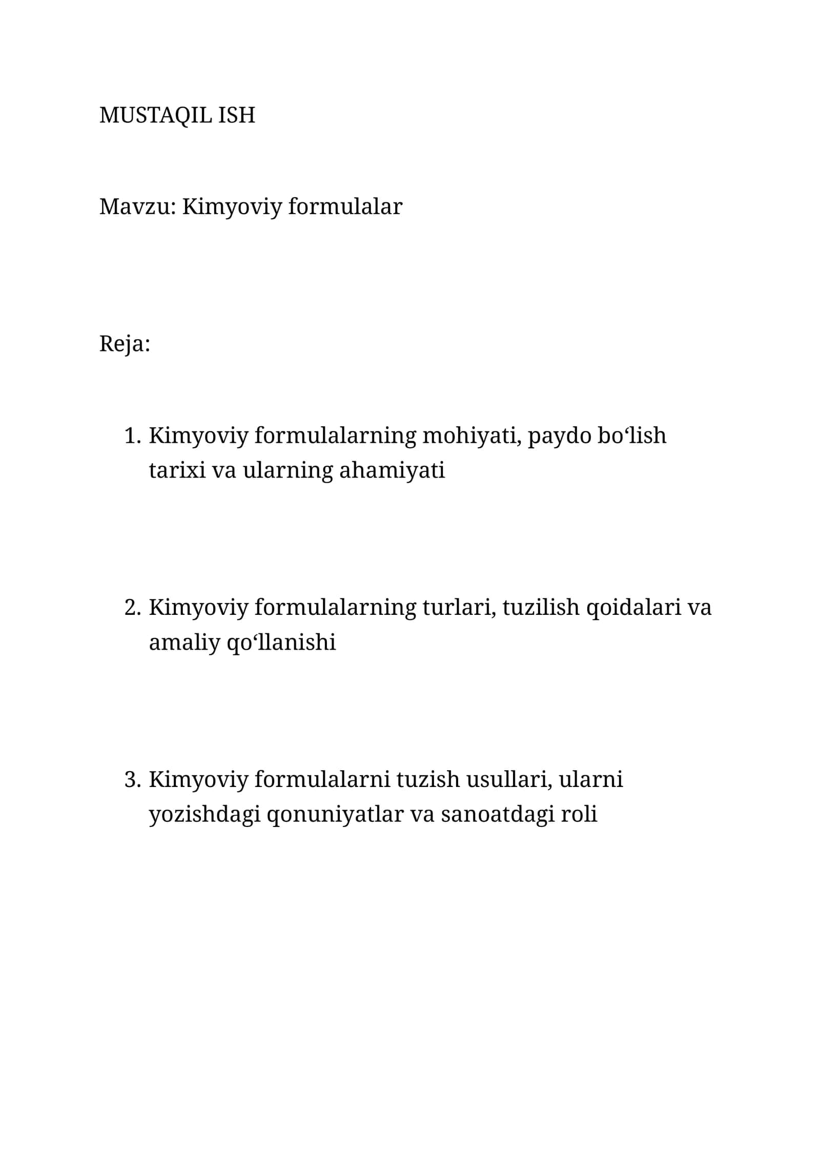 Kimyoviy formulalar 1