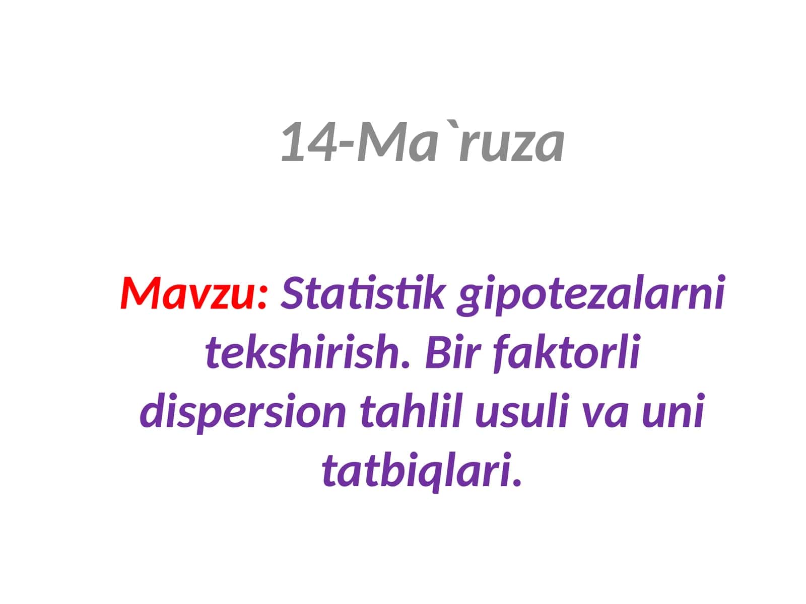 Birfaktorli dispersion tahlilu 1