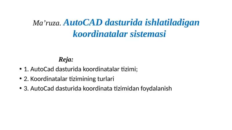 AutoCaddasturidakoordinatalartizimi 1