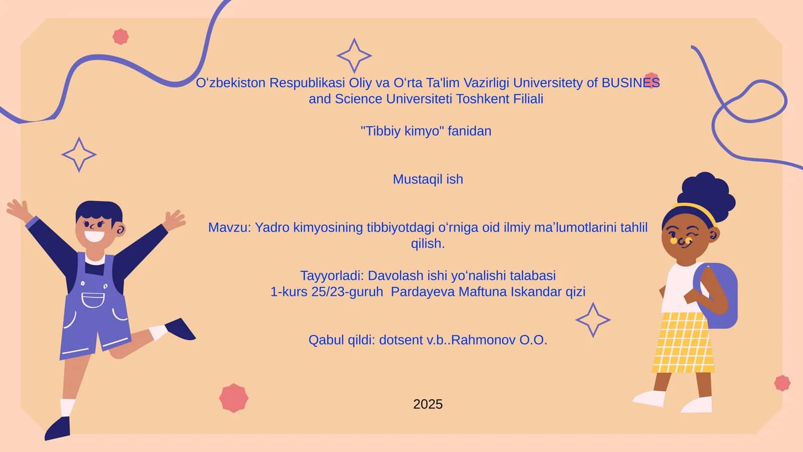 Yadrokimyosining Tibbiyotdagioʻrnigaoidilmiymaʼlumotlarinitahlilqilish 1