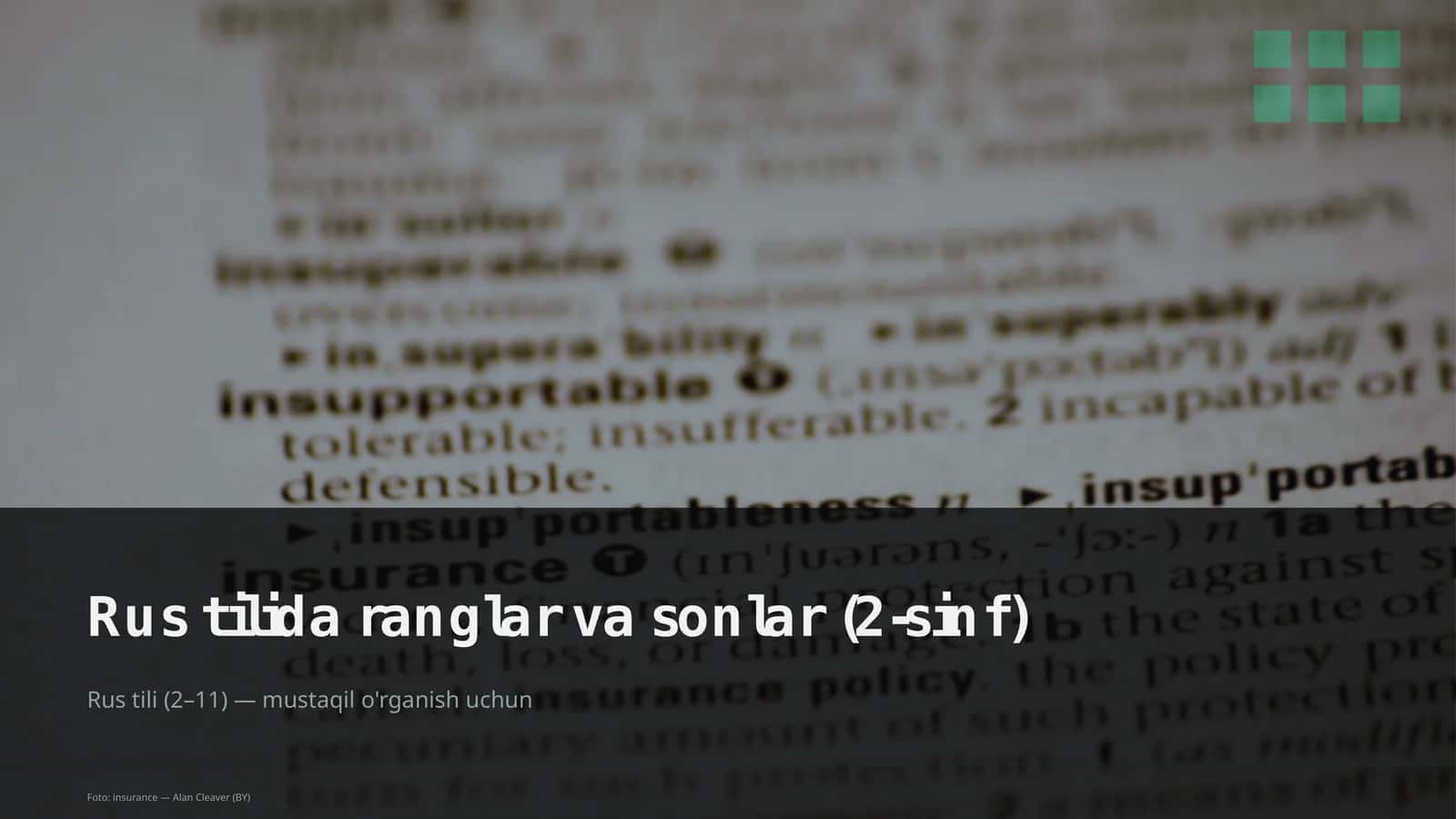 Rus tilida ranglar va sonlar (2-sinf) 1