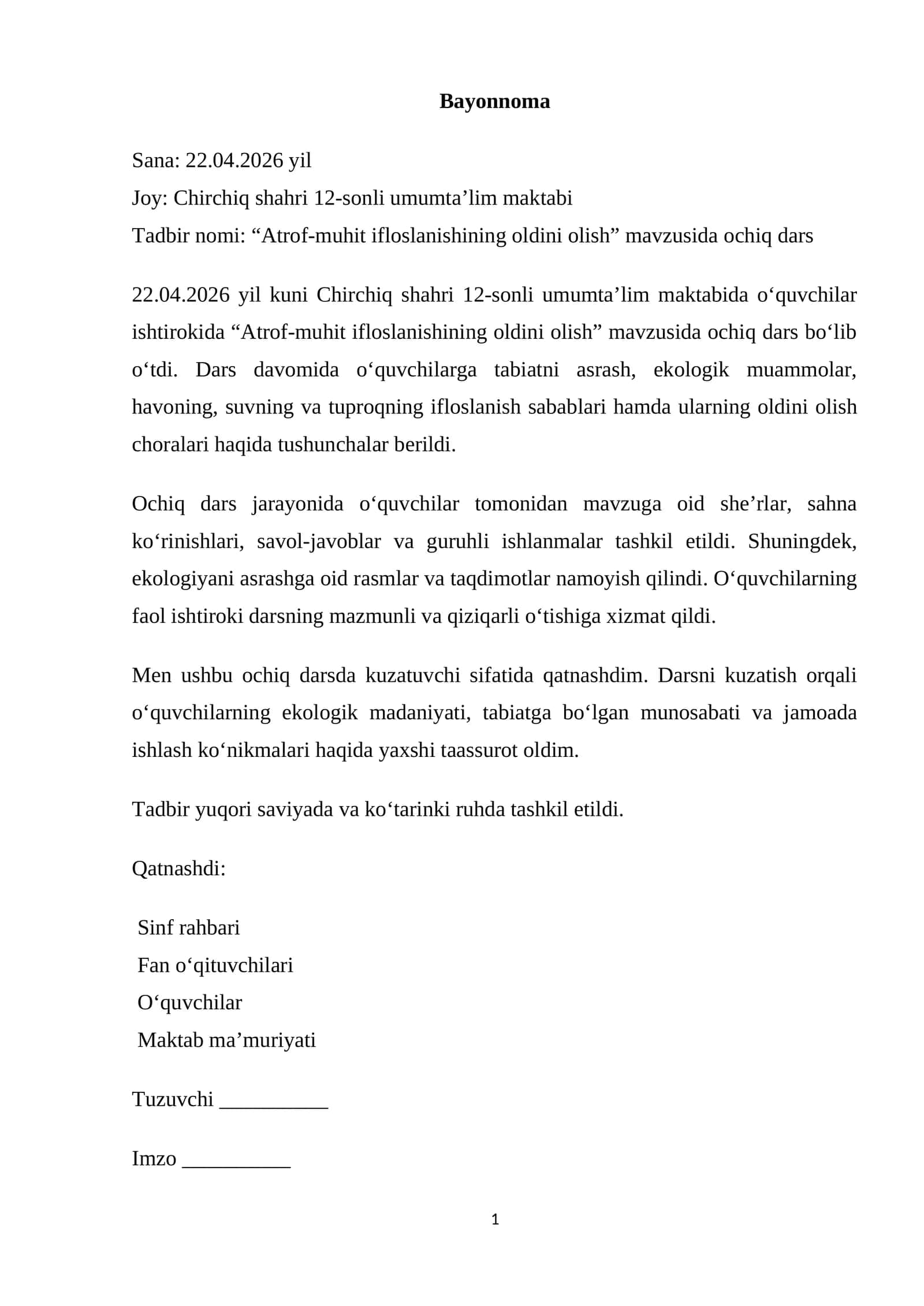 Atrof-muhit ifloslanishining oldini olish 1