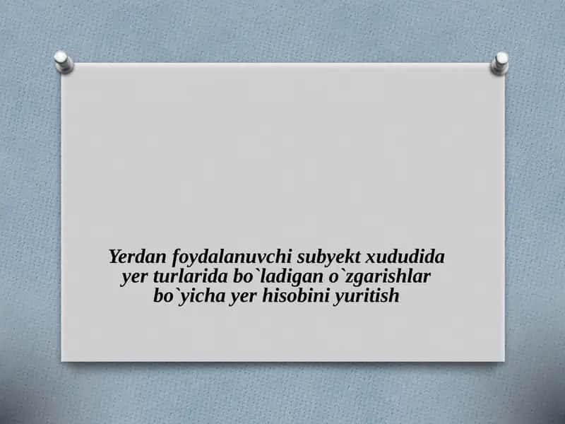 Yer turlari o'zgarishini hisobga olish 1