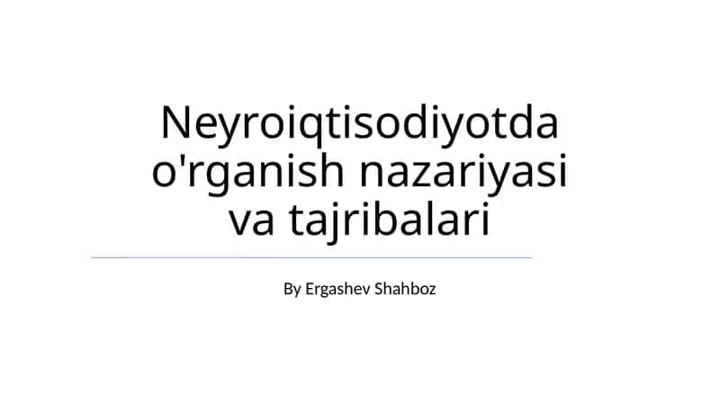 Neyroiqtisodiyotda o'rganish nazariyasi va tajribalari 1