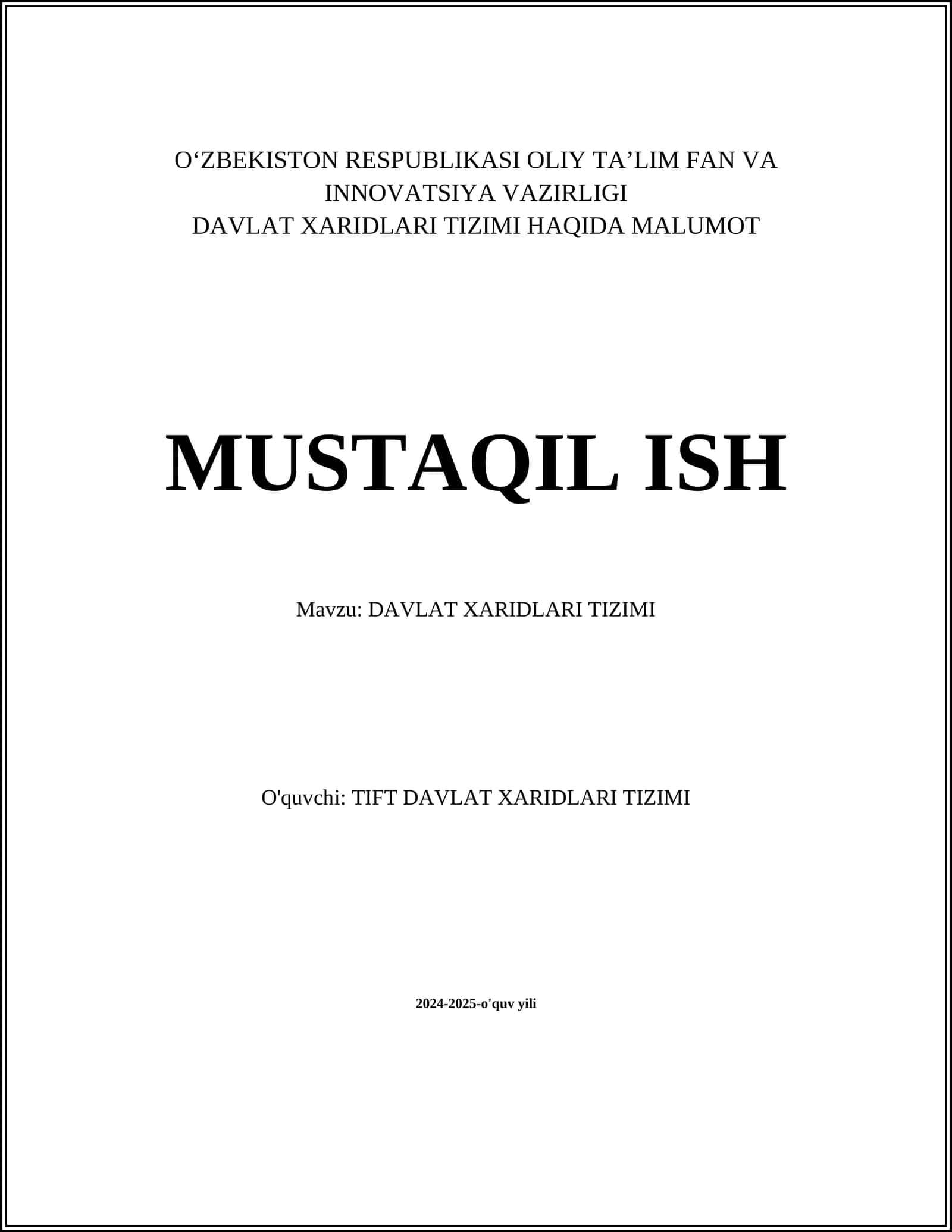 Davlat xaridlari tizimi haqida malumot 1