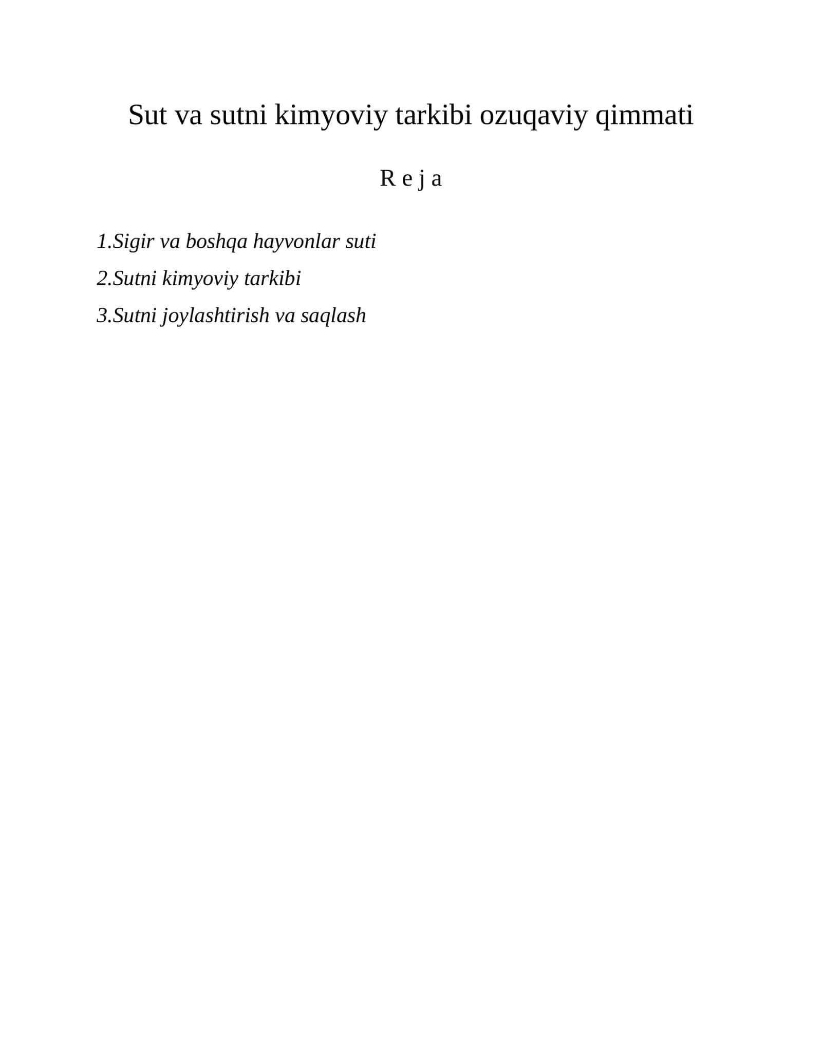 Sut va sutni kimyoviy tarkibi 1
