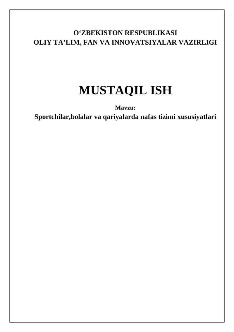 Sportchilar, bolalar va qariyalarda nafas tizimi xususiyatlari 1