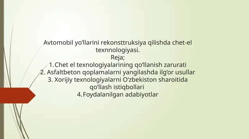 Avtomobil yo’llarini rekonsttruksiya qilishda chet-el texnnologiyasi 1