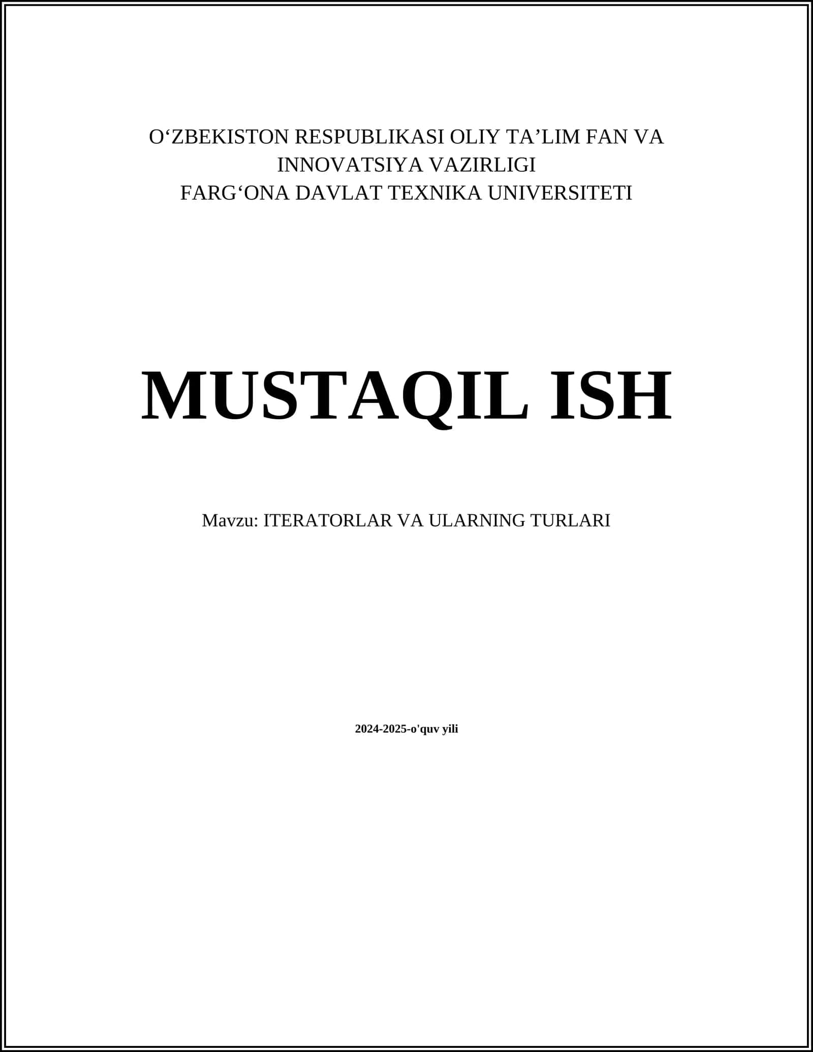 ITERATORLAR VA ULARNING TURLARI 1