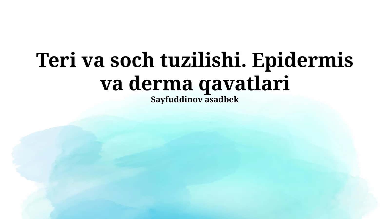 Teri va soch tuzilishi. Epidermis va derma qavatlari 1