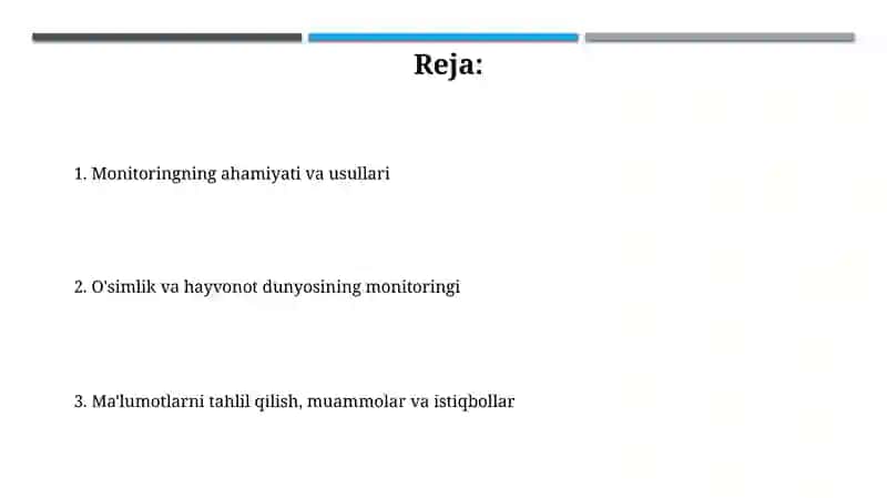 O'simliklar dunyosi va hayvanot olamini muhofaza qilish monitoringi 2