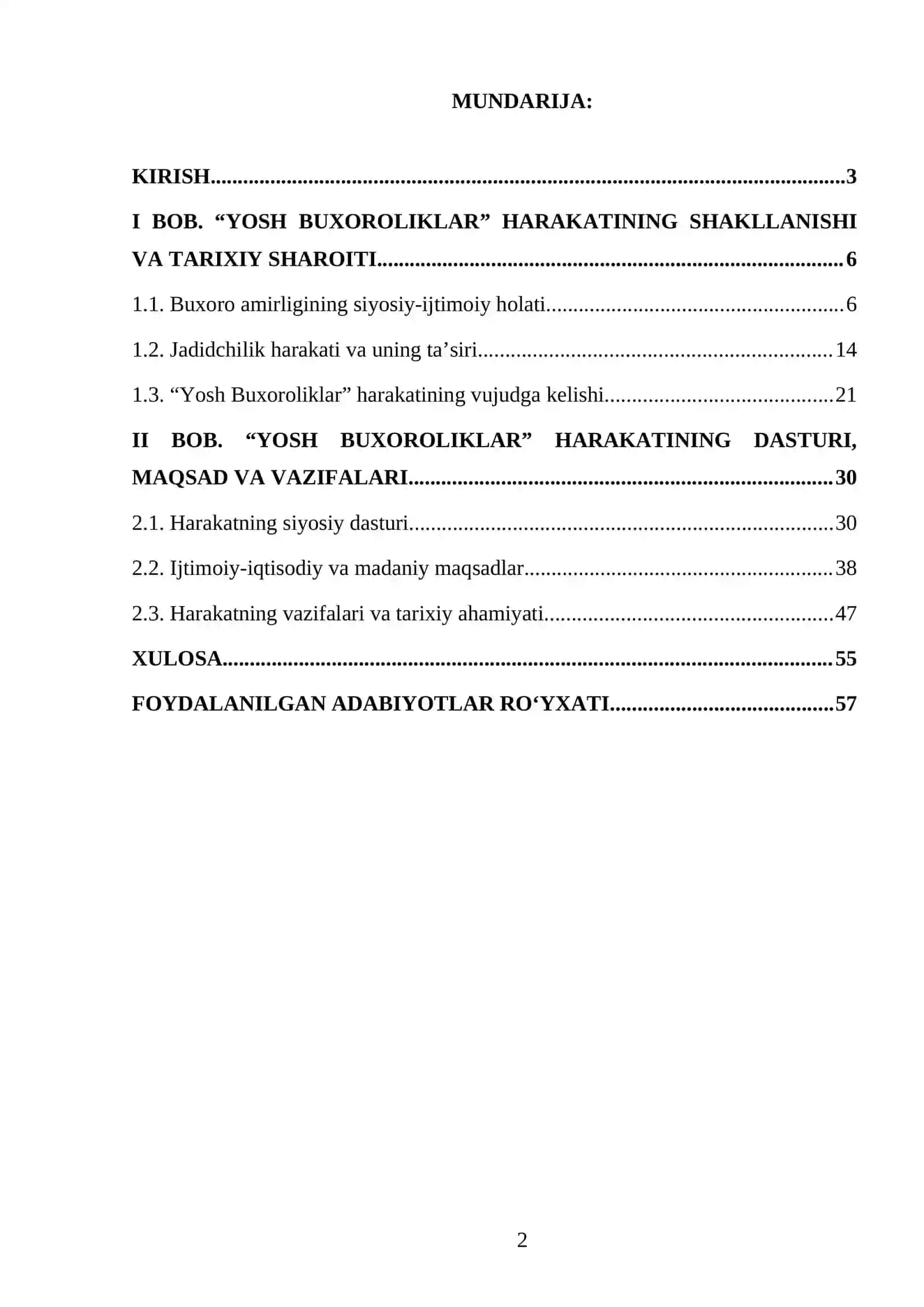“Yosh Buxoroliklar” harakatining dasturi, maqsad va vazifalari. 2