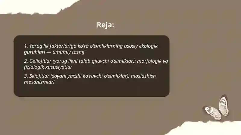 Yoruĝlik faktorlariga kòra òsimliklarning ekalogik guruhlari 2