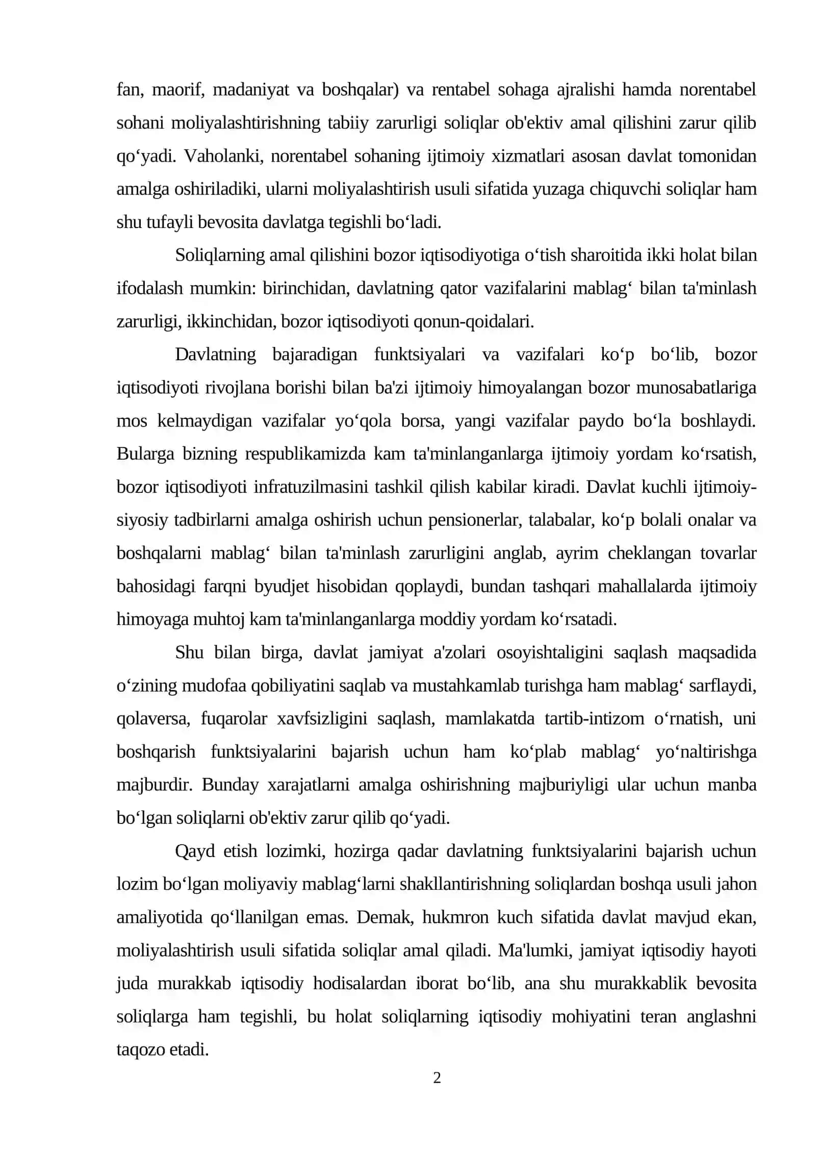 SOLIQLARNING IQTISODIY MOHIYATI VA PRINTSIPLARI (4-soat) 2