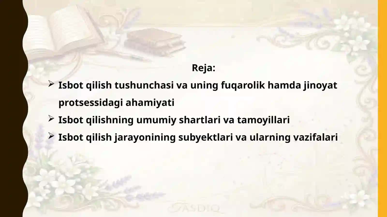 Isbot qilishning umumiy shartlari 2