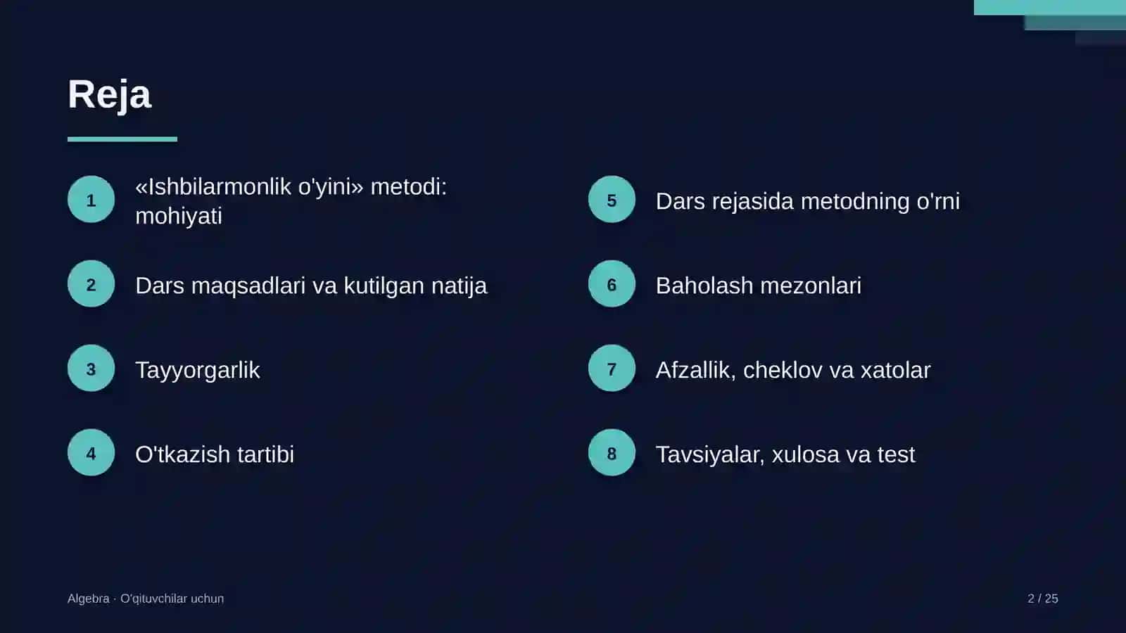 algebra darslarida ishbilarmonlik o'yini metodidan foydalanish 4914 2