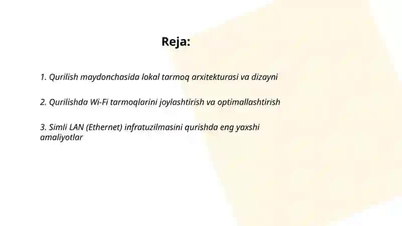 Qurulishda lokal tarmoqlardan foydalanish 2
