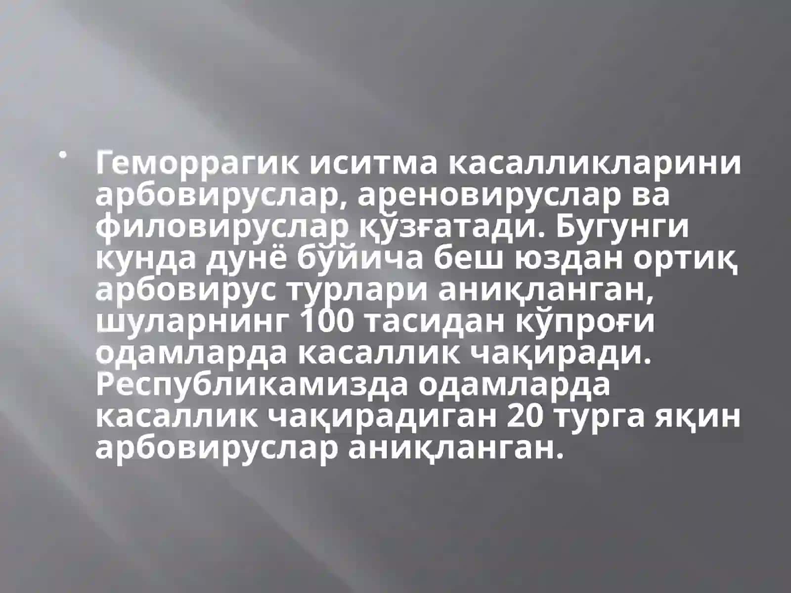 Қрим-Конго геморрагик иситмаси – этиологияси, эпидемиологияси, клиникаси, лаборатория ташхиси, давоси ва олдини олиш чора-тадбирлари 2
