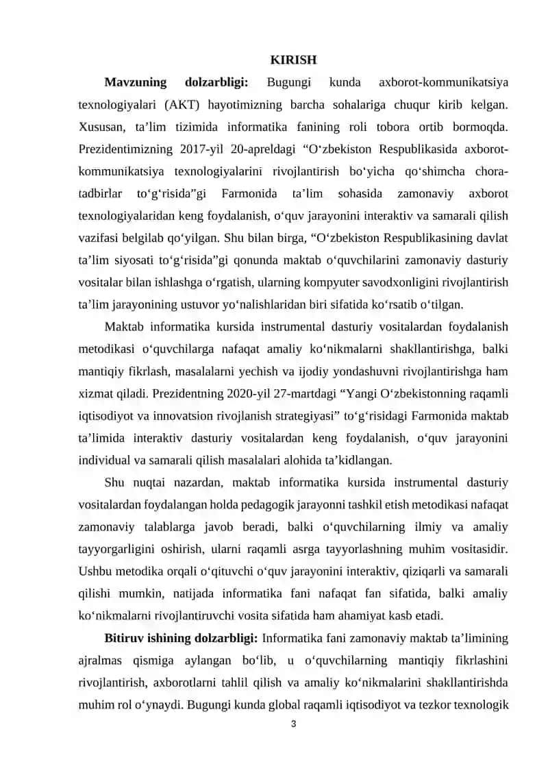 MAKTAB INFORMATIKA KURSIDA INSTRUMENTAL DASTURIY VOSITALARDAN FOYDALANISH METODIKASI 2