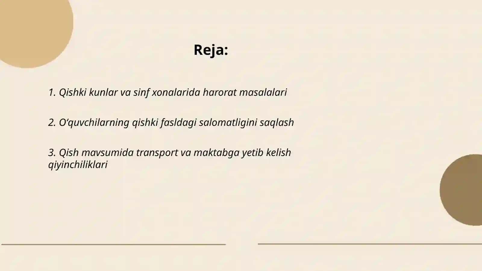 Qish mavzumida maktabdagi dars vaqtini qisqartirish tarafdori 2