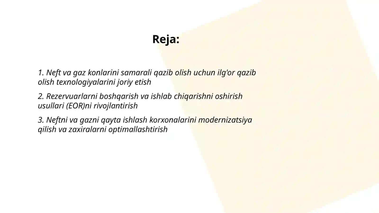 O'zbekiston neft va gaz sanoati korxonalarida ishlab chiqarishni rivojlantirish yo'nalishlari 2