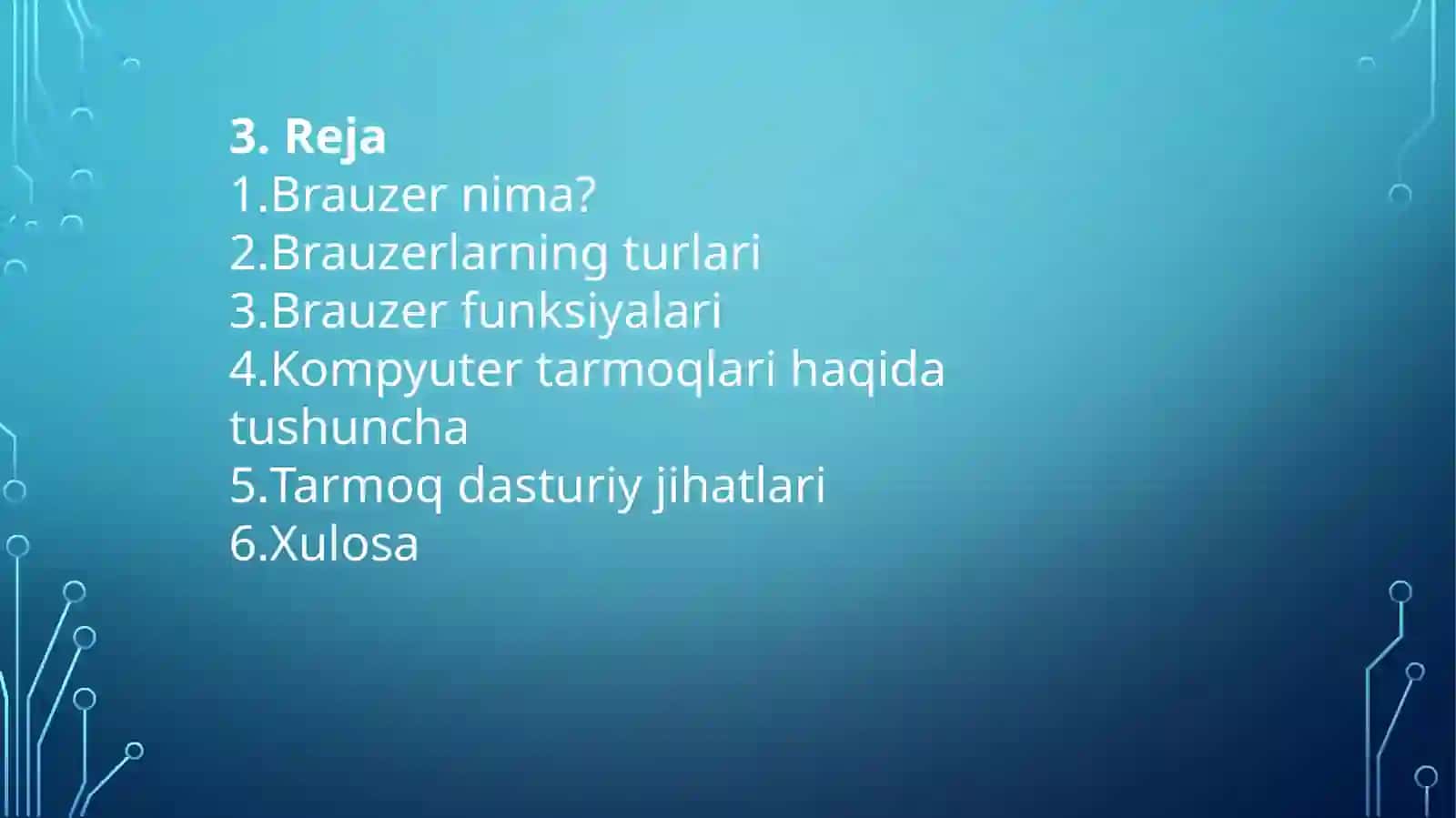 Brauzerdan foydalanish. Kompyuter tarmoqlari dasturiy jihati 2