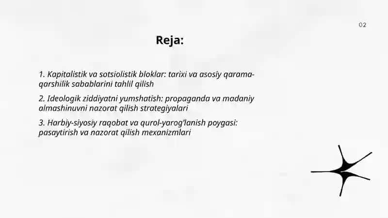 Kapitalistik va sotsiolistik bloklardagi qarama qarshiliklarga barham berish va eng yangi davrdagi muammolar 2