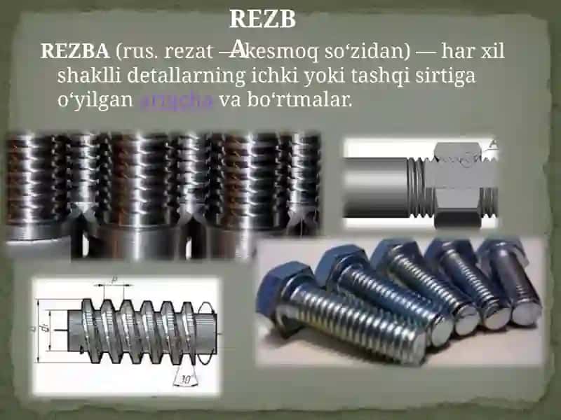 5-AMALIY MASHG’ULOT Rezba qirqirquvchi asboblar. Ichki rezba qirqish. Tashqi rezba qirqish. Rezba qirqish usullari 2