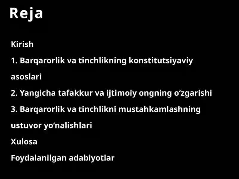 Barqarorlik va tinchlikni ta'minlashda yangi chatafakur 2