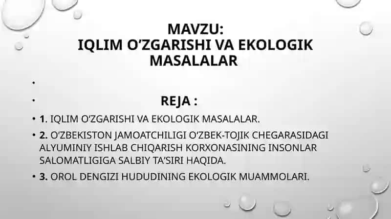 Iqlim o’zgarishi va ekologik masalalar 2