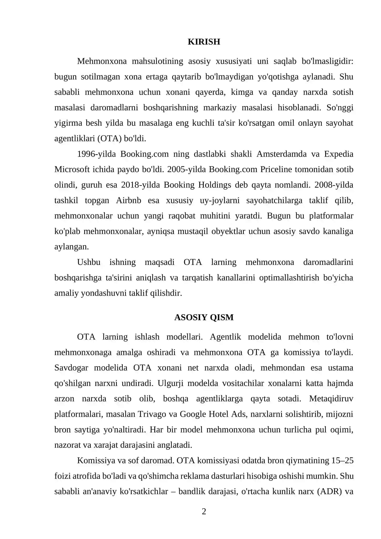 MEHMONXONA DAROMADLARI VA TARQATISH KANALLARINI OPTIMALLASHTIRISH 2