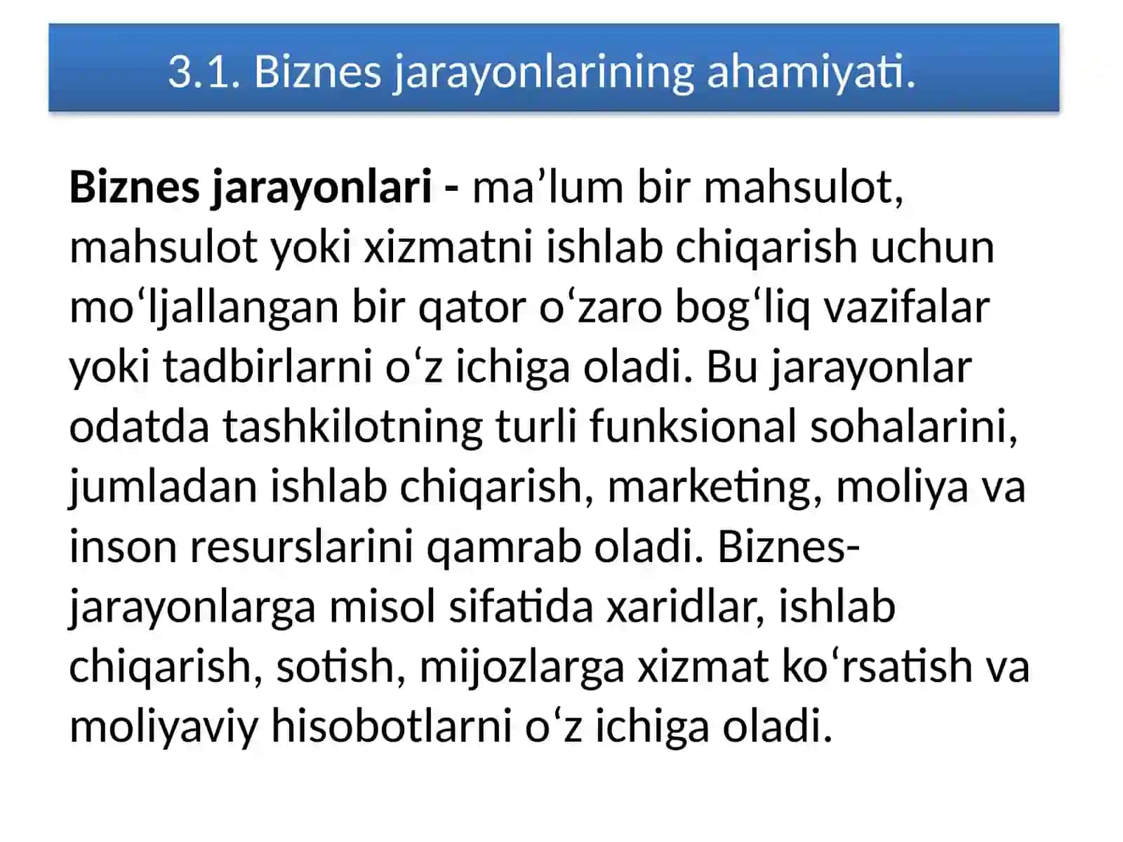 Biznes jarayonlari va ularni hisobga olish 2
