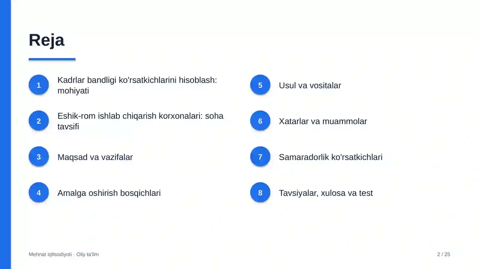 eshik rom ishlab chiqarish korxonalarida kadrlar bandligi ko'rsatkichlarini hisoblash 8962 2
