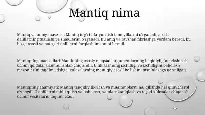 Mantiq Fanining Predmeti Va Asoslari 2