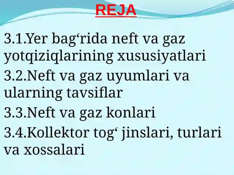 Neft va gaz konlarining kon geologik tavsifi 2