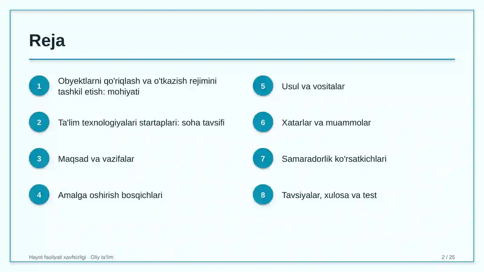 ta'lim texnologiyalari startaplarida obyektlarni qo'riqlash va o'tkazish rejimini tashkil etish 2909 2