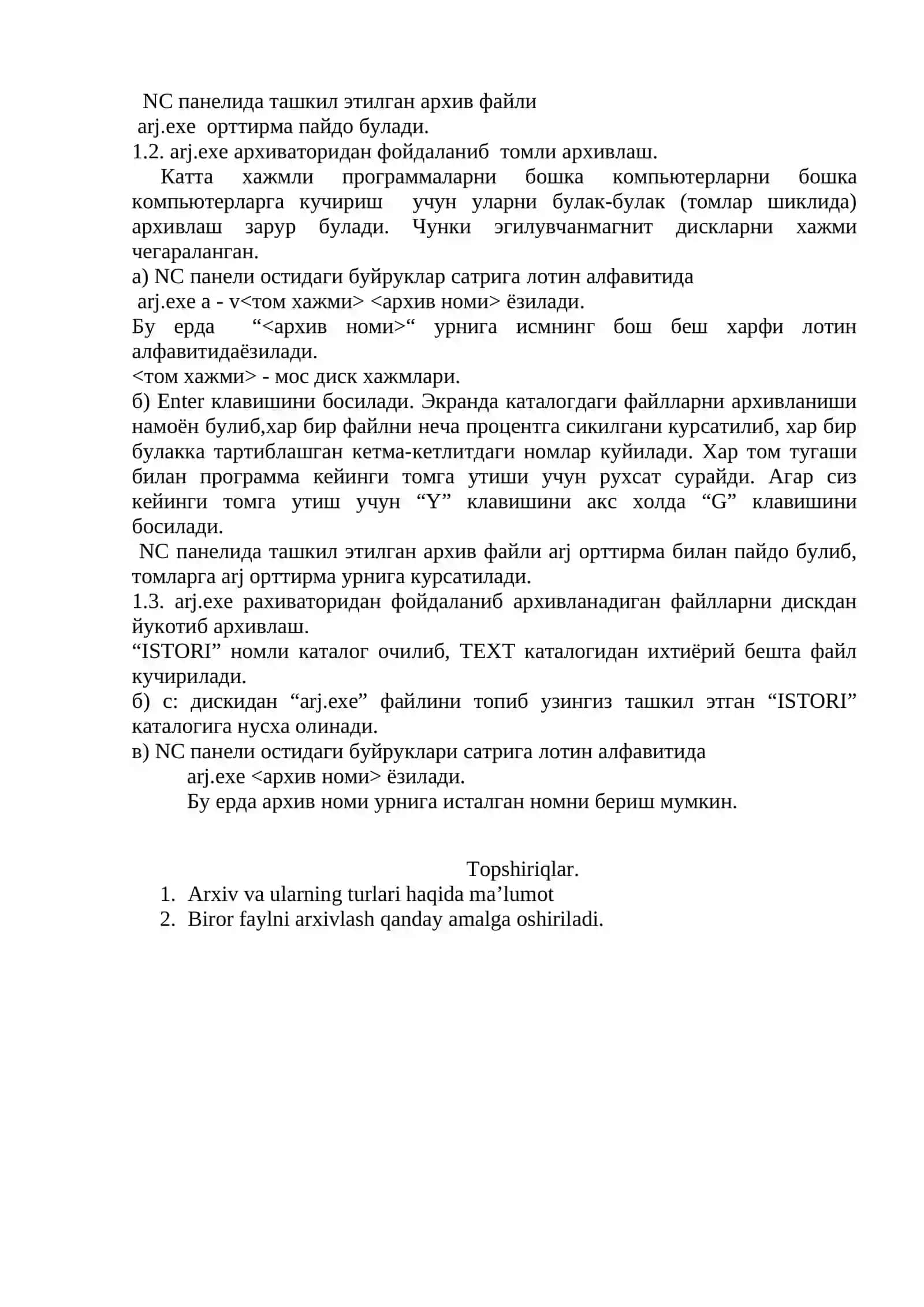ARJ архиваторидан фойдаланиш 2