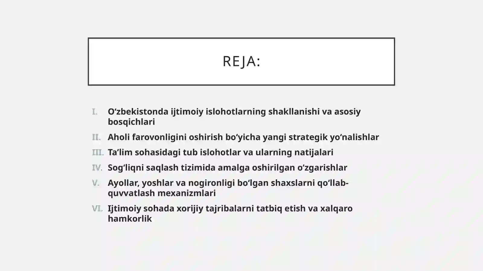 Oʻzbekistonda ijtimoiy sohada amalga oshirilayotgan oʻzgarishlar mazmun mohiyati 2