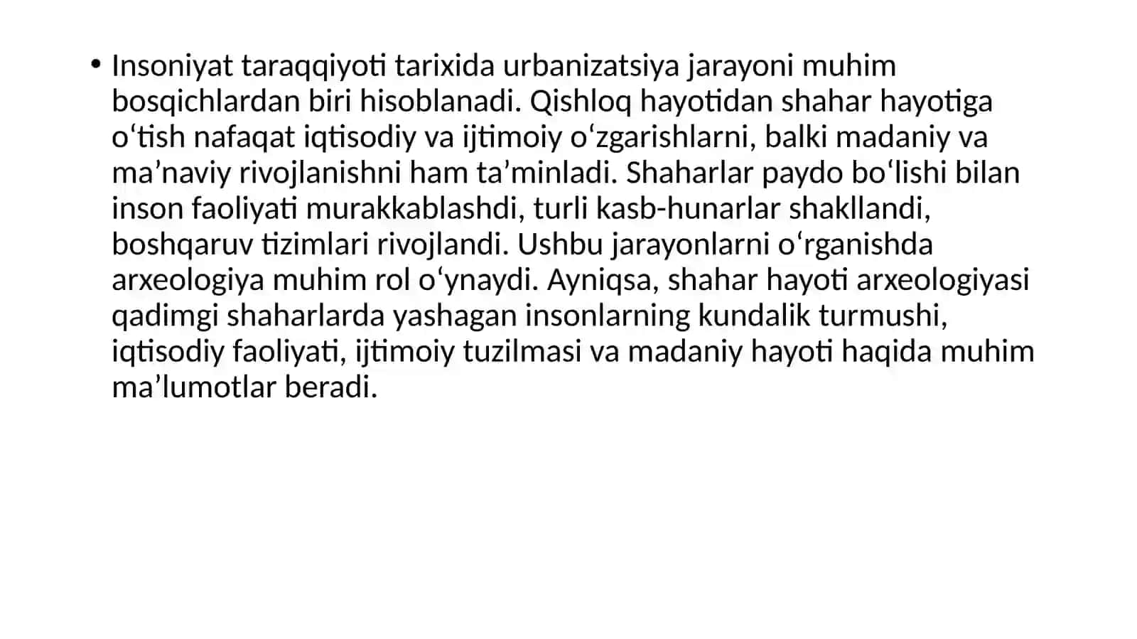 Urbanizatsiya va shahar hayoti: shahar hayoti arxeologiyasiga kirish 2