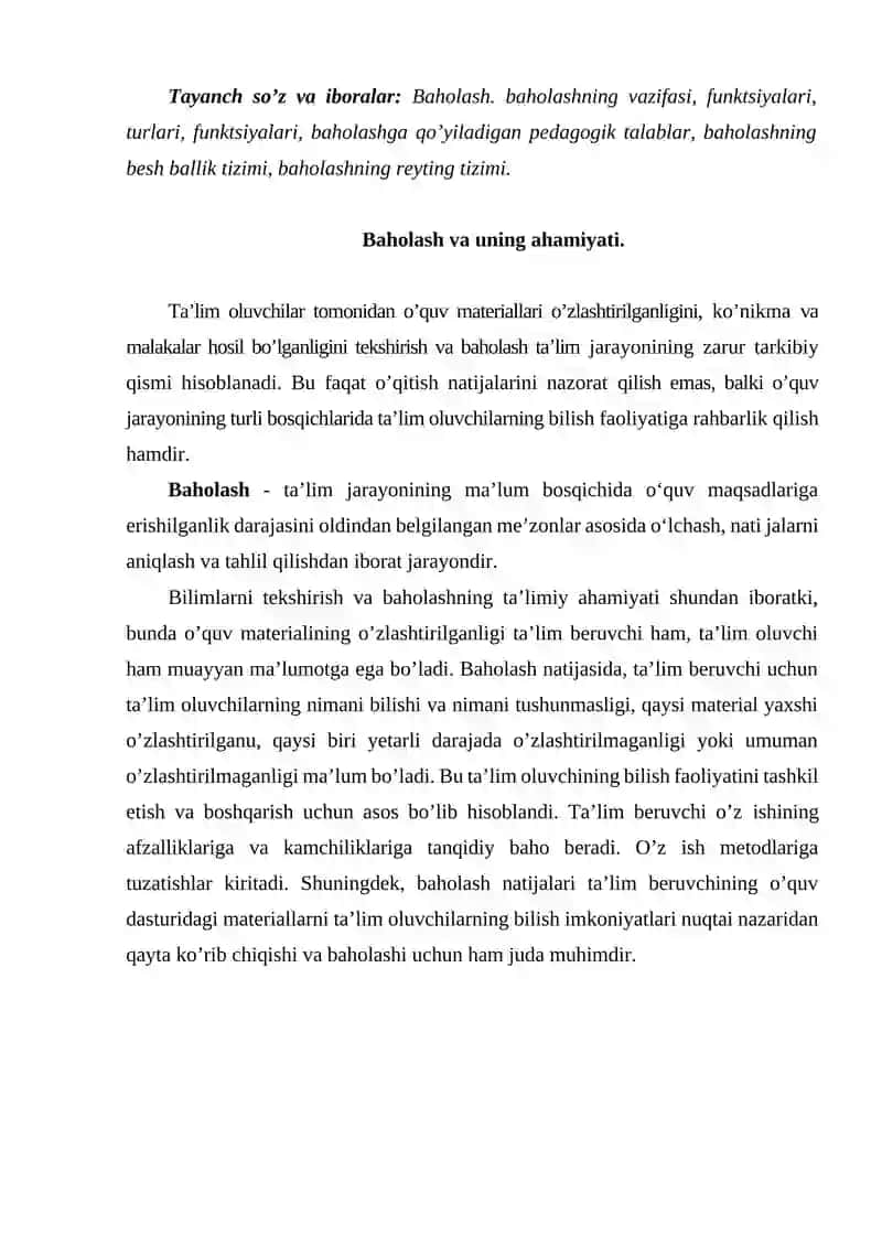 Baholash va uning ahamiyati 2