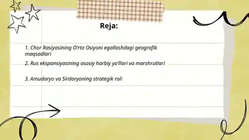 Chor Rasiyasining O'rta Osiyoni Istilo etish geografiyasi 2