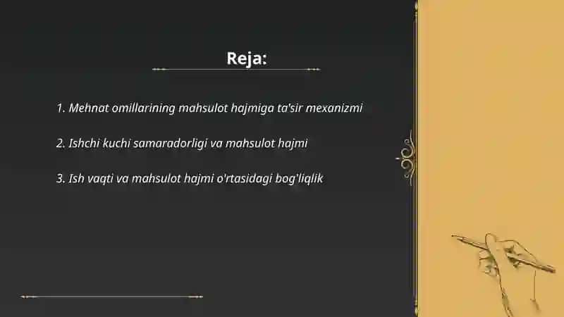 Mehnat omillarining mahsulot hajmiga ta'sir mexanizmi 2