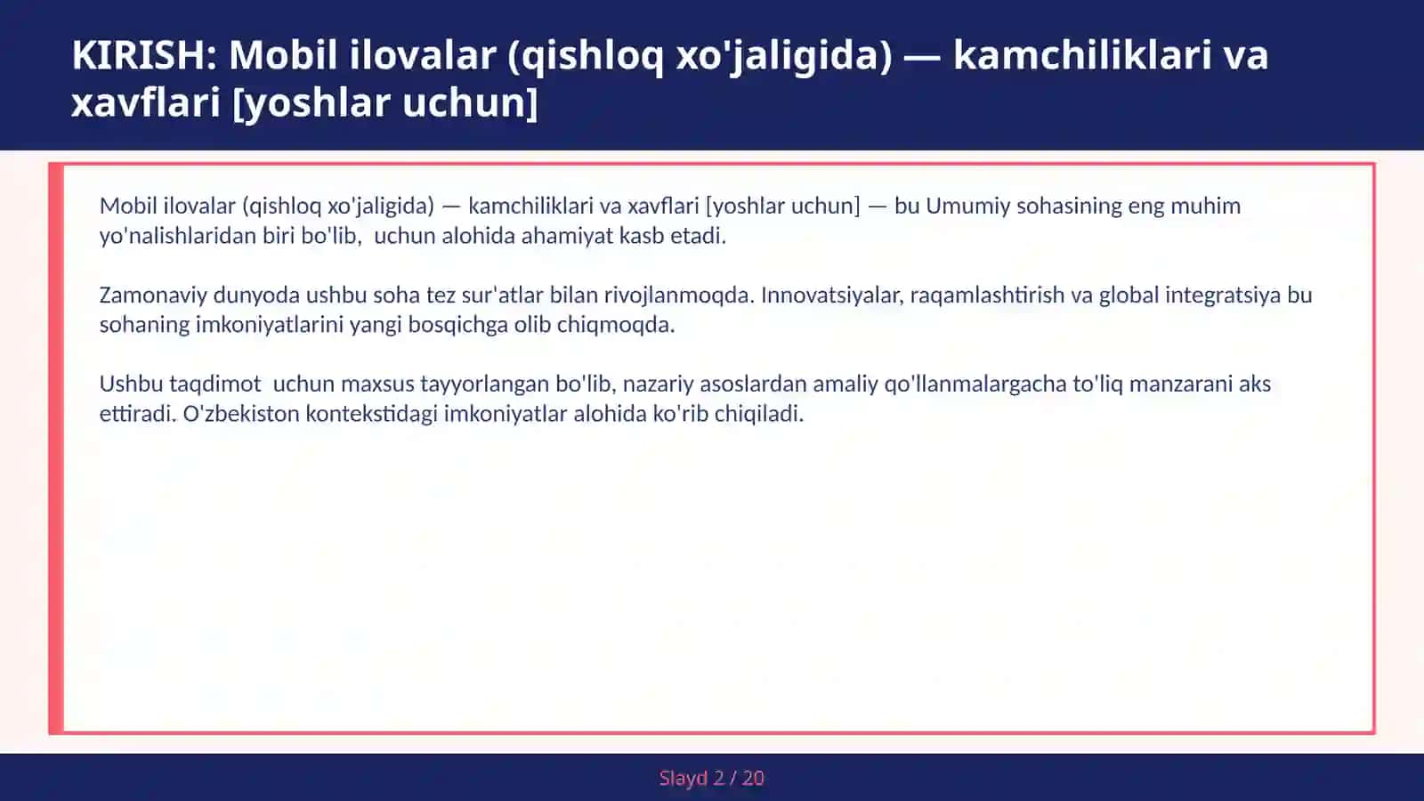 MOBIL ILOVALAR (QISHLOQ XO'JALIGIDA) — KAMCHILIKLARI VA XAVFLARI [YOSHLAR UCHUN] 2