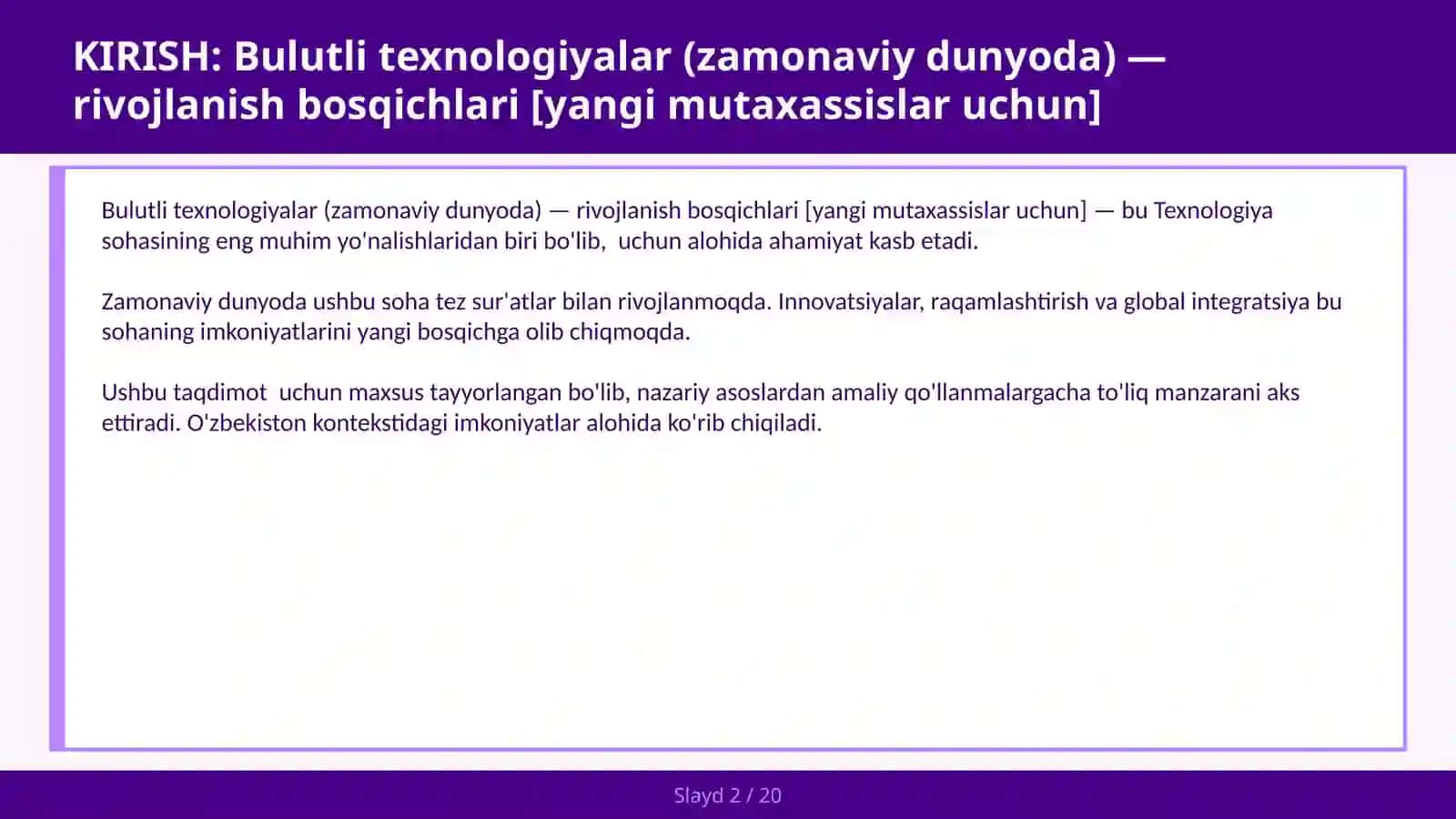 Bulutli texnologiyalar (zamonaviy dunyoda) — rivojlanish bosqichlari [yangi mutaxassislar uchun] 2