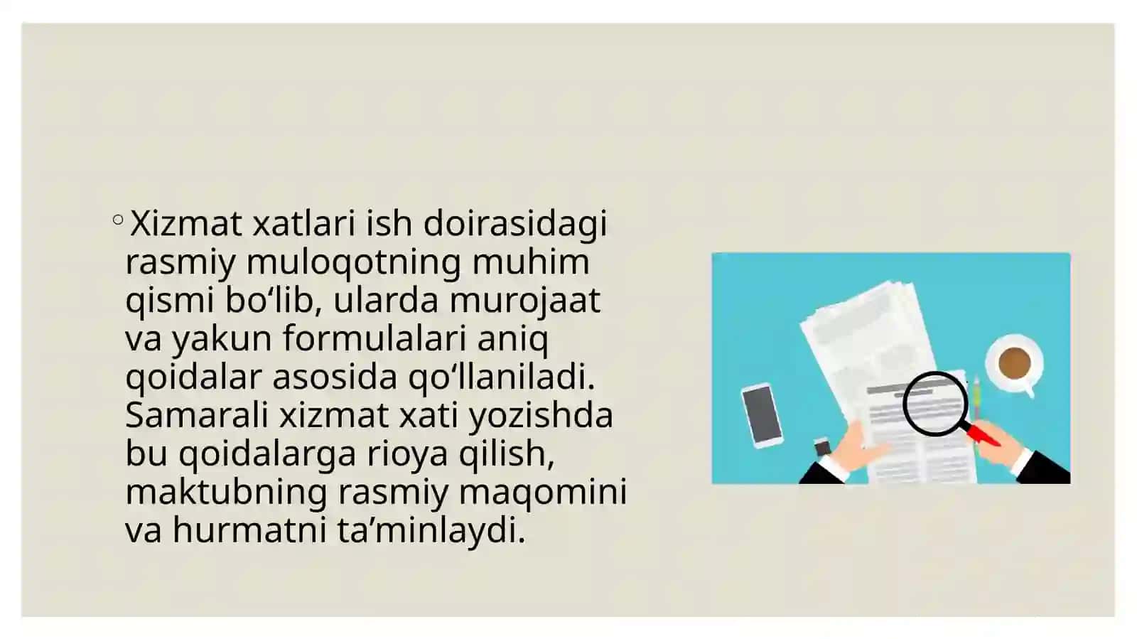 Xizmat xatlarida murojaat va yakun formulalari 2