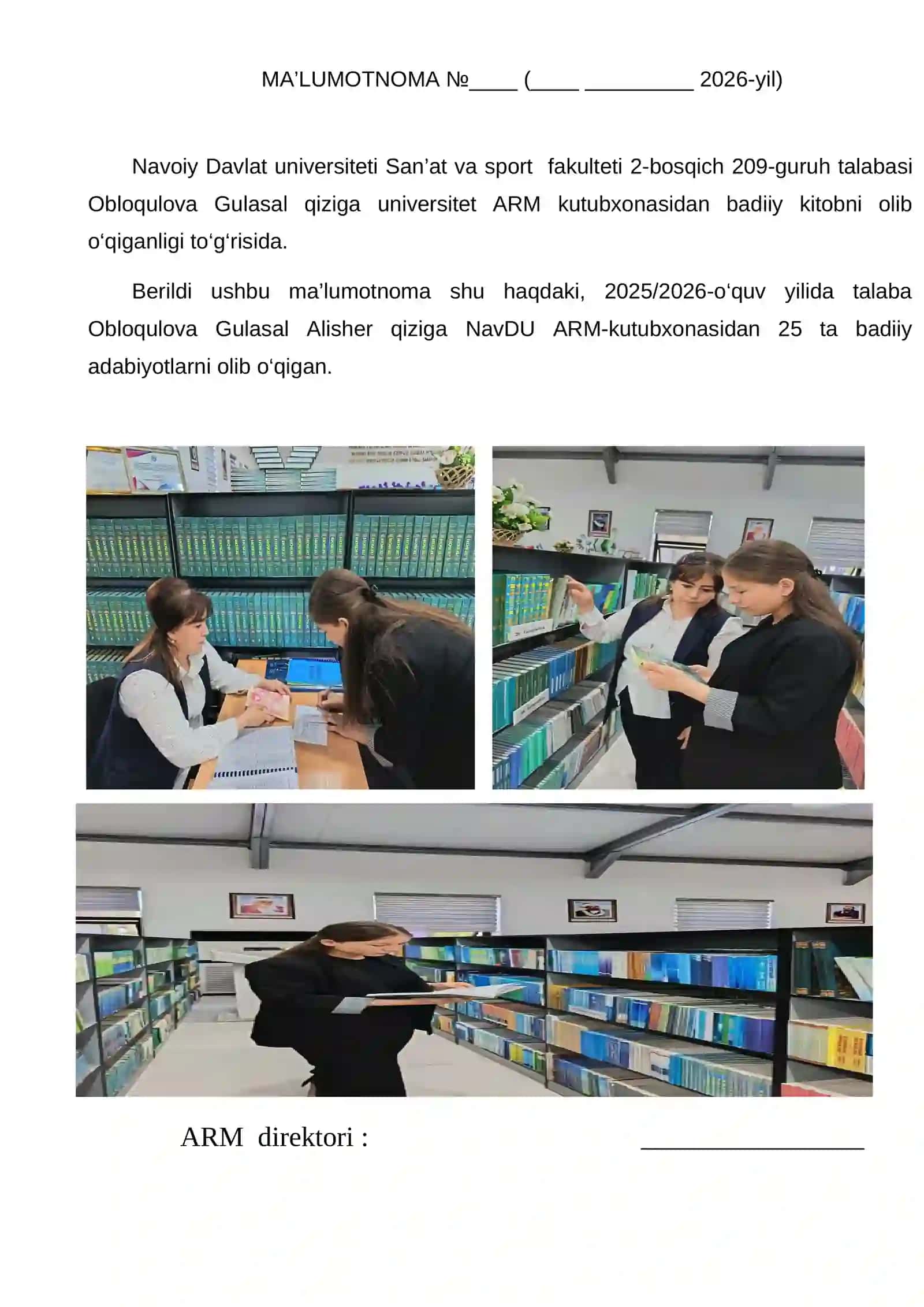 TO'LOV KONTRAKTDAN GRANTGA O'TISH UCHUN HUJJATLAR TO'PLAMI NAMUNASI 2
