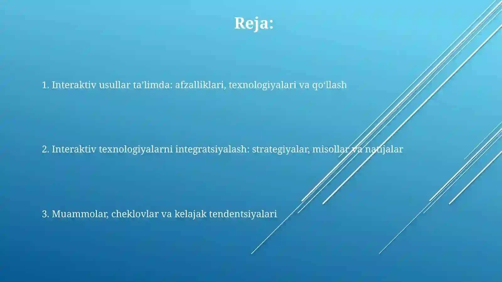 Taʼlimda interfaol metodlarni qoʻllash texnologiyasi 2
