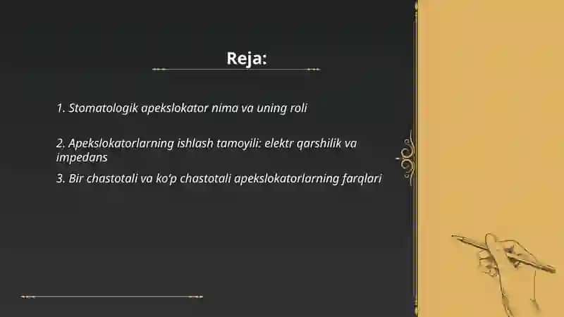 Stomatologik apekslokator qoʻllanilishi, ishlash tamoyillari 2