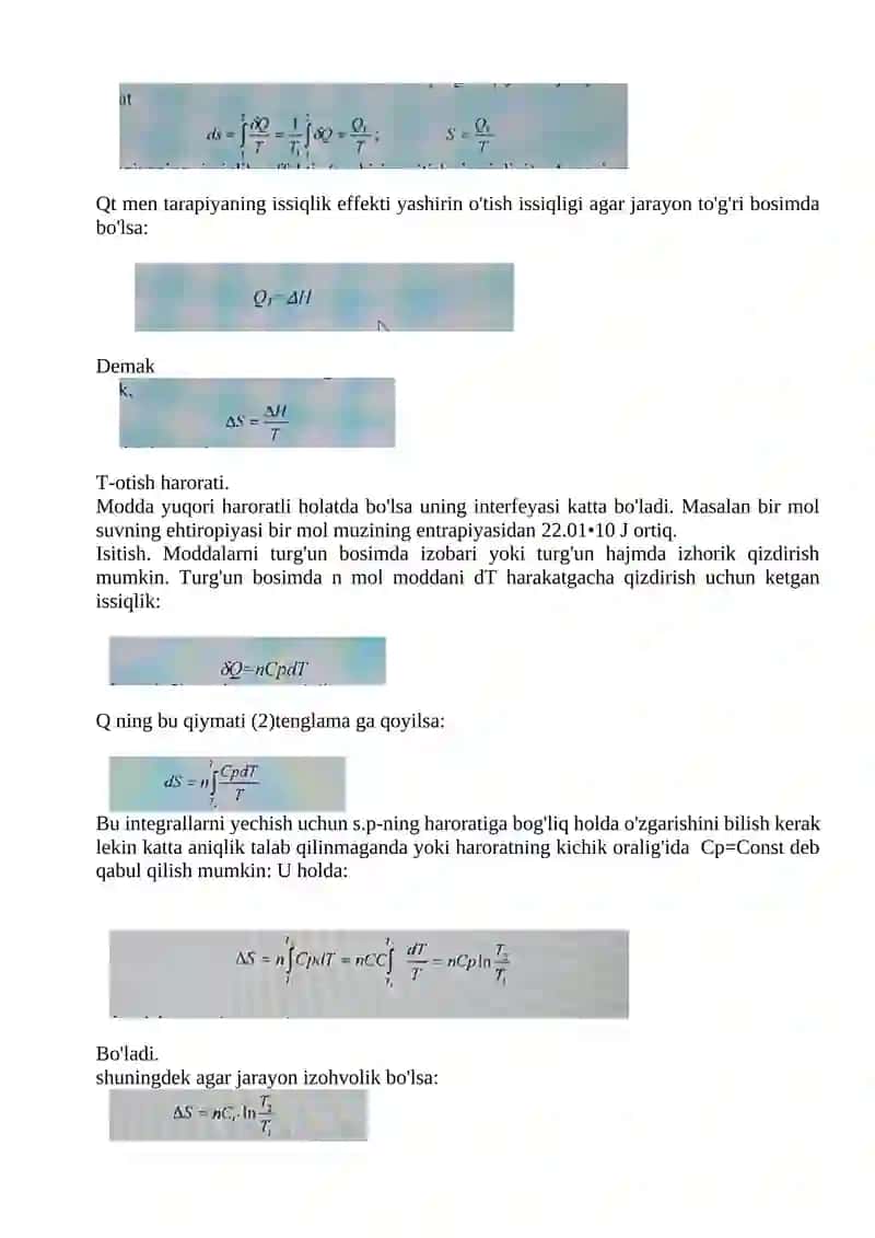 Entropiyaning o'zgarishi 2