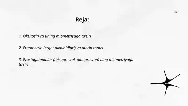 Miometriyaga tasir etuvchi vositalar.Narkoz vositalari 2